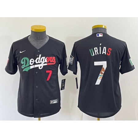 Youth Los Angeles Dodgers #7 Julio Urias Black Mexico Stitched Baseball Jersey