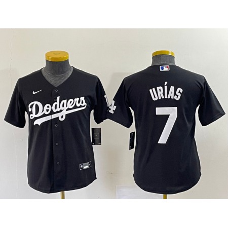 Youth Los Angeles Dodgers #7 Julio Urias Black Stitched Baseball Jersey
