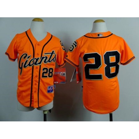 Giants #28 Buster Posey Orange Stitched Youth MLB Jersey