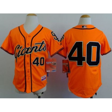 Giants #40 Madison Bumgarner Orange Alternate Stitched Youth MLB Jersey