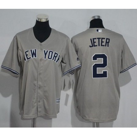 Yankees #2 Derek Jeter Grey Name Back Stitched Youth MLB Jersey