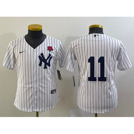 Youth New York Yankees #11 Anthony Volpe White Cool Base Stitched Baseball Jersey