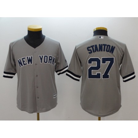 Youth New York Yankees #27 Giancarlo Stanton Gray Cool Base Stitched MLB Jersey