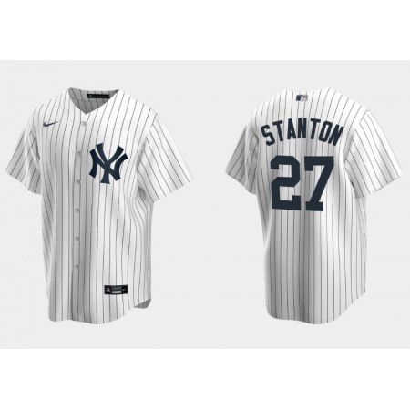 Youth New York Yankees #27 Giancarlo Stanton White Cool Base Stitched Baseball Jersey