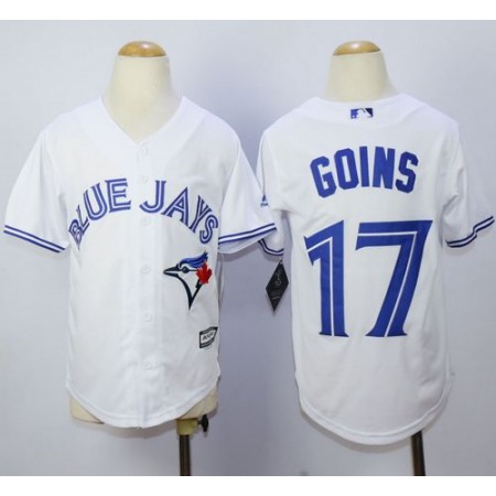 Blue Jays #17 Ryan Goins White Cool Base Stitched Youth MLB Jersey