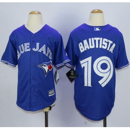 Blue Jays #19 Jose Bautista Blue New Cool Base Stitched Youth MLB Jersey