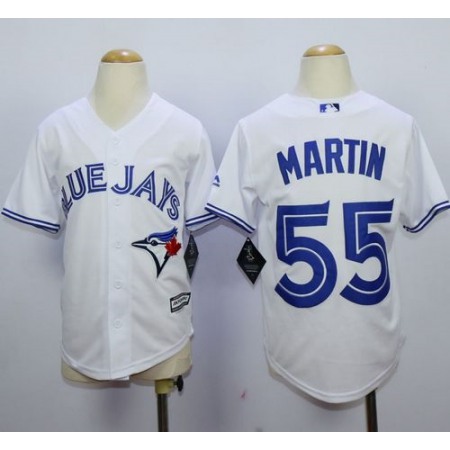 Blue Jays #55 Russell Martin White Cool Base Stitched Youth MLB Jersey