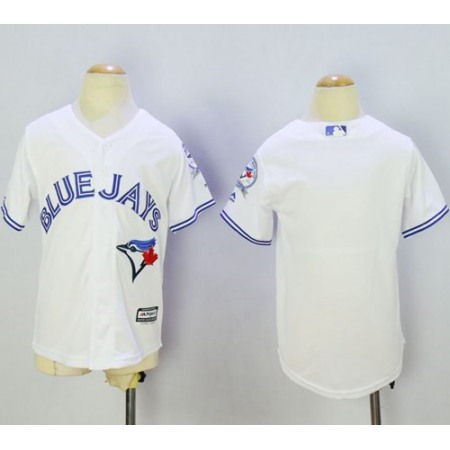 Blue Jays Blank White Cool Base Stitched Youth MLB Jersey