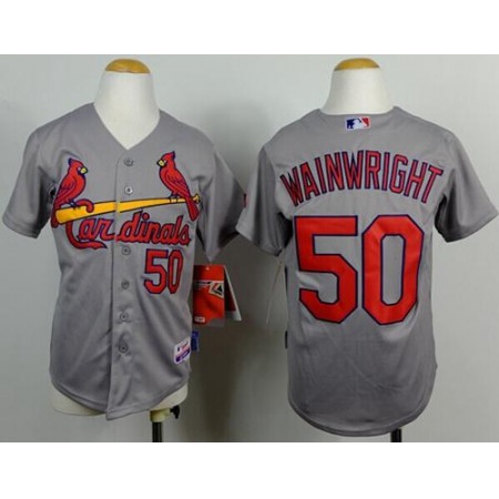 Cardinals #50 Adam Wainwright Grey Cool Base Stitched Youth MLB Jersey