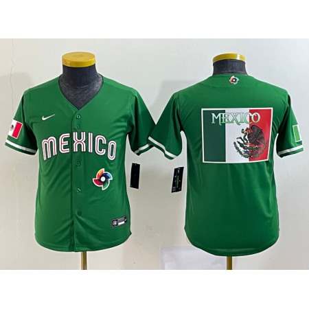 Youth Mexico Baseball 2023 Black Big Logo World Baseball Classic Stitched Jersey