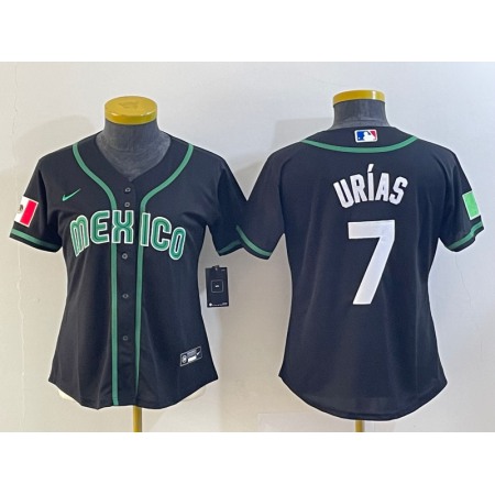 Youth Mexico Baseball #7 Julio Urias 2023 Black World Baseball Classic Stitched Jersey