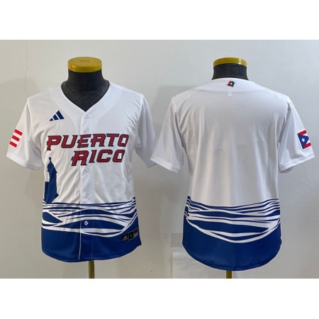 Youth Puerto Rico Baseball Blank 2023 White World Baseball Classic Stitched Jersey