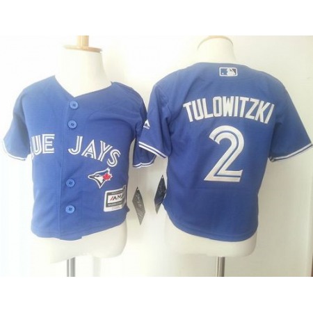 Toddler Blue Jays #2 Troy Tulowitzki Blue Cool Base Stitched MLB Jersey