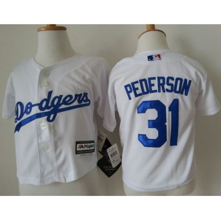 Toddler Dodgers #31 Joc Pederson White Cool Base Stitched MLB Jersey