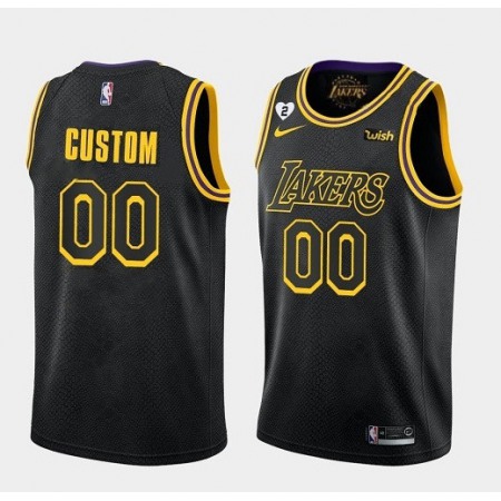 Men's Los Angeles Lakers Black Customized With Gigi Patch Stitched Jersey