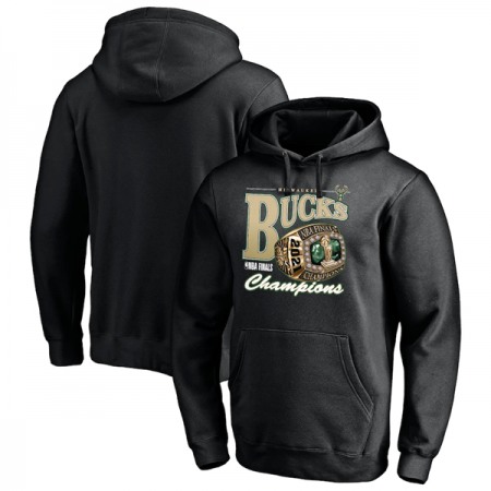 Men's Milwaukee Bucks 2021 Black Finals Champions Bling Pullover Hoodie