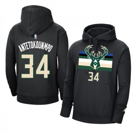 Men's Milwaukee Bucks #34 Giannis Antetokounmpo 2021 Black Pullover Hoodie