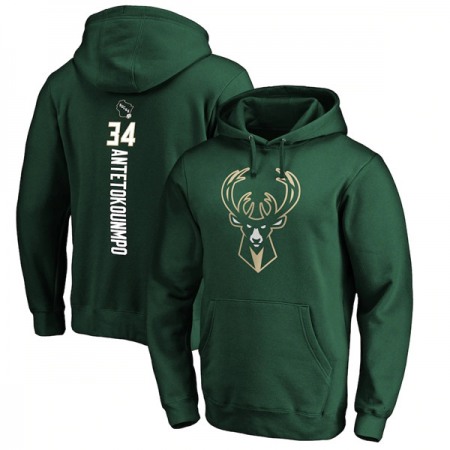 Men's Milwaukee Bucks #34 Giannis Antetokounmpo Hunter Green Team Playmaker Name & Number Pullover Hoodie