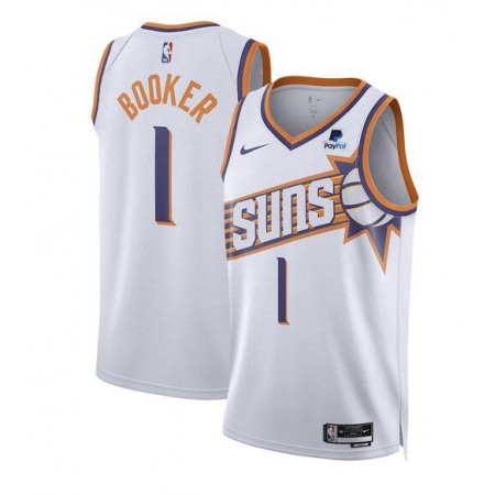 Men's Phoenix Suns #1 Devin Booker White 2023 Association Edition Stitched Basketball Jersey