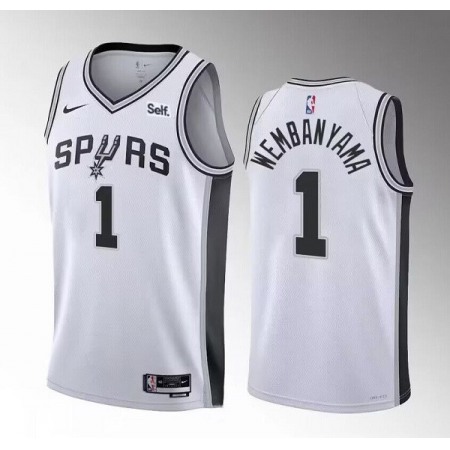 Men's San Antonio Spurs #1 Victor Wembanyama White 2022/23 Association Edition Stitched Basketball Jersey