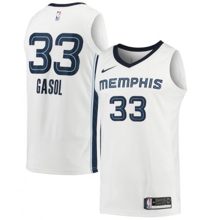 Men's Memphis Grizzlies #33 Marc Gasol White Association Edition Stitched Jersey