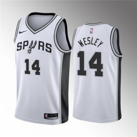 Men's San Antonio Spurs #14 Blake Wesley White Association Edition Stitched Jersey