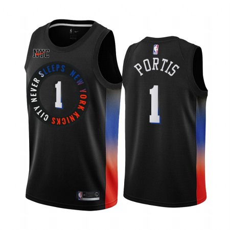 New Yok Knicks #1 Bobby Portis 2020 Black City Edition Stitched Swingman Jersey