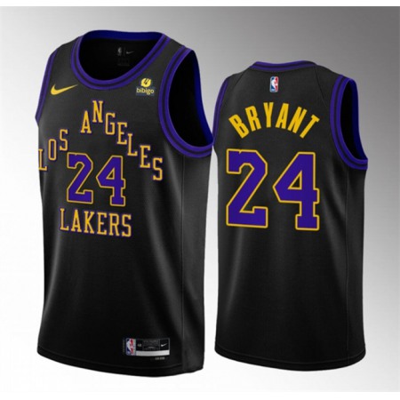 Men's Los Angeles Lakers #24 Kobe Bryant Black 2023-24 City Edition Stitched Basketball Jersey