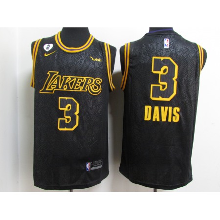 Men's Los Angeles Lakers #3 Anthony Davis 2020 Black City Edition With GiGi Patch Stitched Jersey