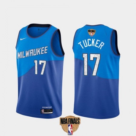 Men's Milwaukee Bucks #17 P.J. Tucker 2021 NBA Finals Blue City Edition Stitched Jersey