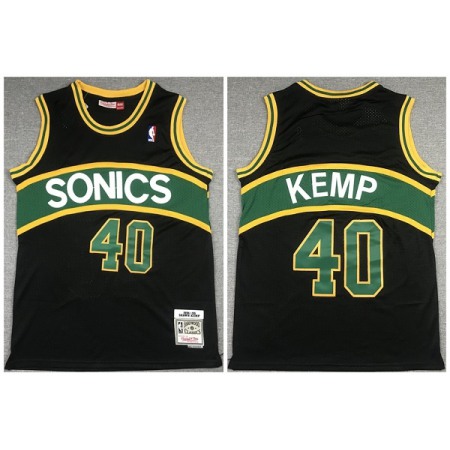 Men's Oklahoma City Thunder #40 Shawn Kemp Black 1994-95 Throwback SuperSonics Stitched Jersey