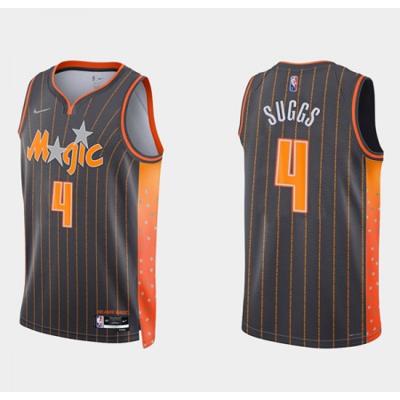 Men's Orlando Magic #4 Jalen Suggs 2021/22 City Edition Black 75th Anniversary Stitched Swingman Jersey