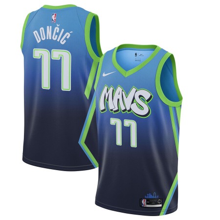 Men's Dallas Mavericks #77 Luka Doncic Blue City Edition Stitched NBA Jersey