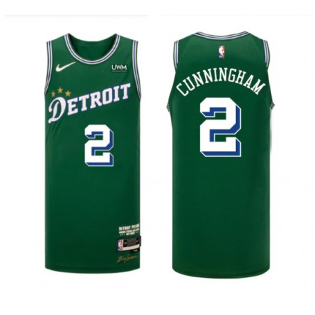 Men's Detroit Pistons #2 Cade Cunningham Green 2022-23 City Edition Stitched Basketball Jersey