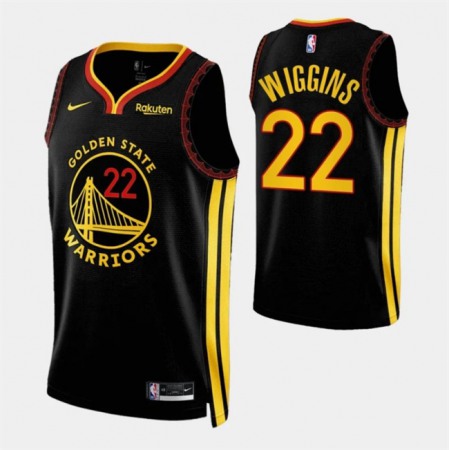 Men's Golden State Warriors #22 Andrew Wiggins Black 2023/24 City Edition Stitched Basketball Jersey