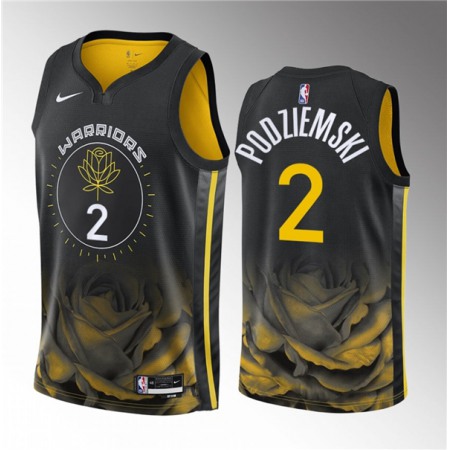 Men's Golden State Warriors #2 Brandin Podziemski Black 2023 Draft City Edition Swingman Stitched Basketball Jersey