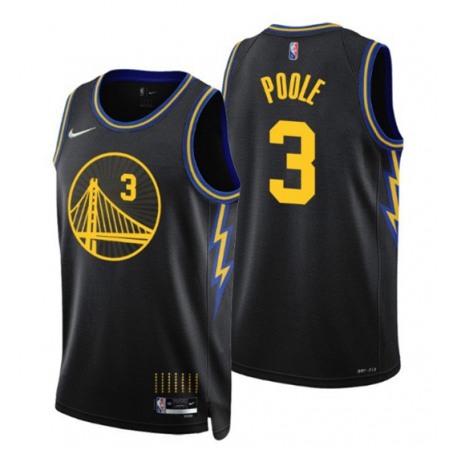 Men's Golden State Warriors #3 Jordan Poole 2021/22 City Edition Black 75th Anniversary Stitched Basketball Jersey