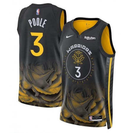 Men's Golden State Warriors #3 Jordan Poole 2022/2023 Black City edition Stitched Basketball Jersey