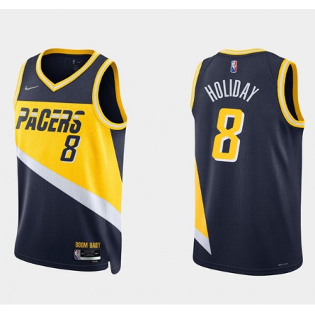 Men's Indiana Pacers #8 Justin Holiday 2021/22 Navy City Edition 75th Anniversary Stitched Basketball Jersey