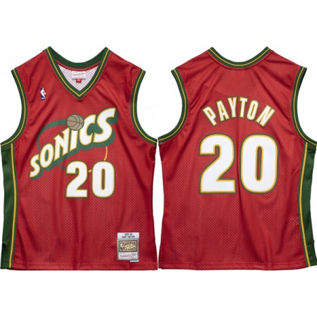 Men's Oklahoma City Thunder #20 Gary Payton Red 1995-96 Throwback SuperSonics Stitched Jersey