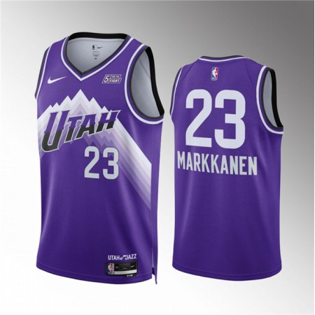 Men's Utah Jazz #23 Lauri Elias Markkanen Purple 2023/24 City Edition Stitched Basketball Jersey