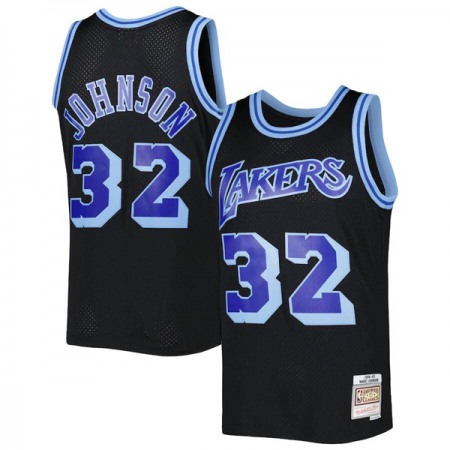 Men's Los Angeles Lakers #32 Magic Johnson Black 1984-85 Mitchell & Ness Hardwood Classics Reload 3.0 Swingman Stitched Basketball Jersey