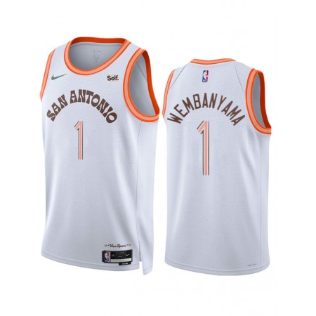 Men's San Antonio Spurs #1 Victor Wembanyama White 2023/24 City Edition Stitched Basketball Jersey