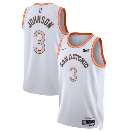 Men's San Antonio Spurs #3 Keldon Johnson White 20233/24 City Edition Stitched Basketball Jersey