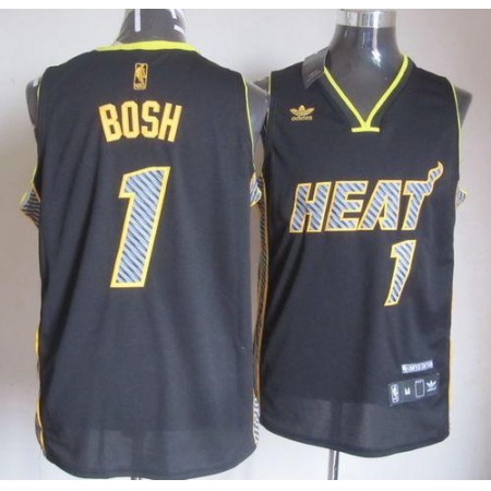 Heat #1 Chris Bosh Black Electricity Fashion Stitched NBA Jersey