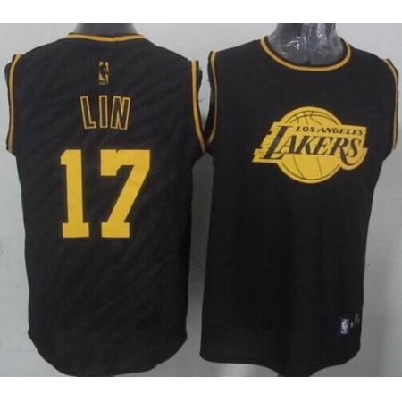 Lakers #17 Jeremy Lin Black Precious Metals Fashion Stitched NBA Jersey