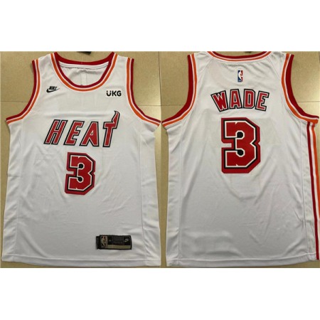 Men's Miami Heat #3 Dwyane Wade White Classic Edition Stitched Basketball Jersey