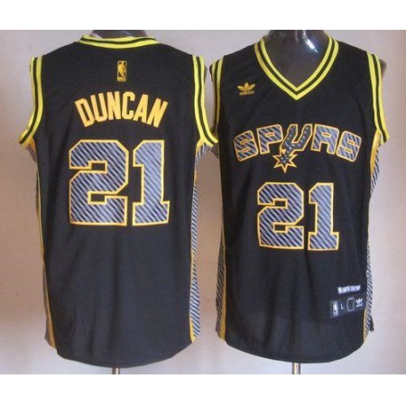 Spurs #21 Tim Duncan Black Electricity Fashion Stitched NBA Jersey