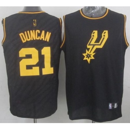 Spurs #21 Tim Duncan Black Precious Metals Fashion Stitched NBA Jersey
