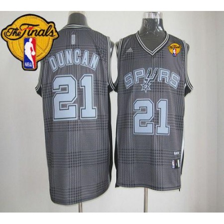 Spurs #21 Tim Duncan Black Rhythm Fashion Finals Patch Stitched NBA Jersey